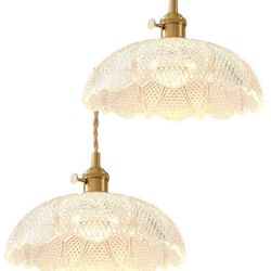 Set of 2 vintage farmhouse pendant light fixtures