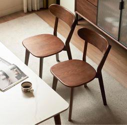 2 Oak Solid Wood Modern Chairs
