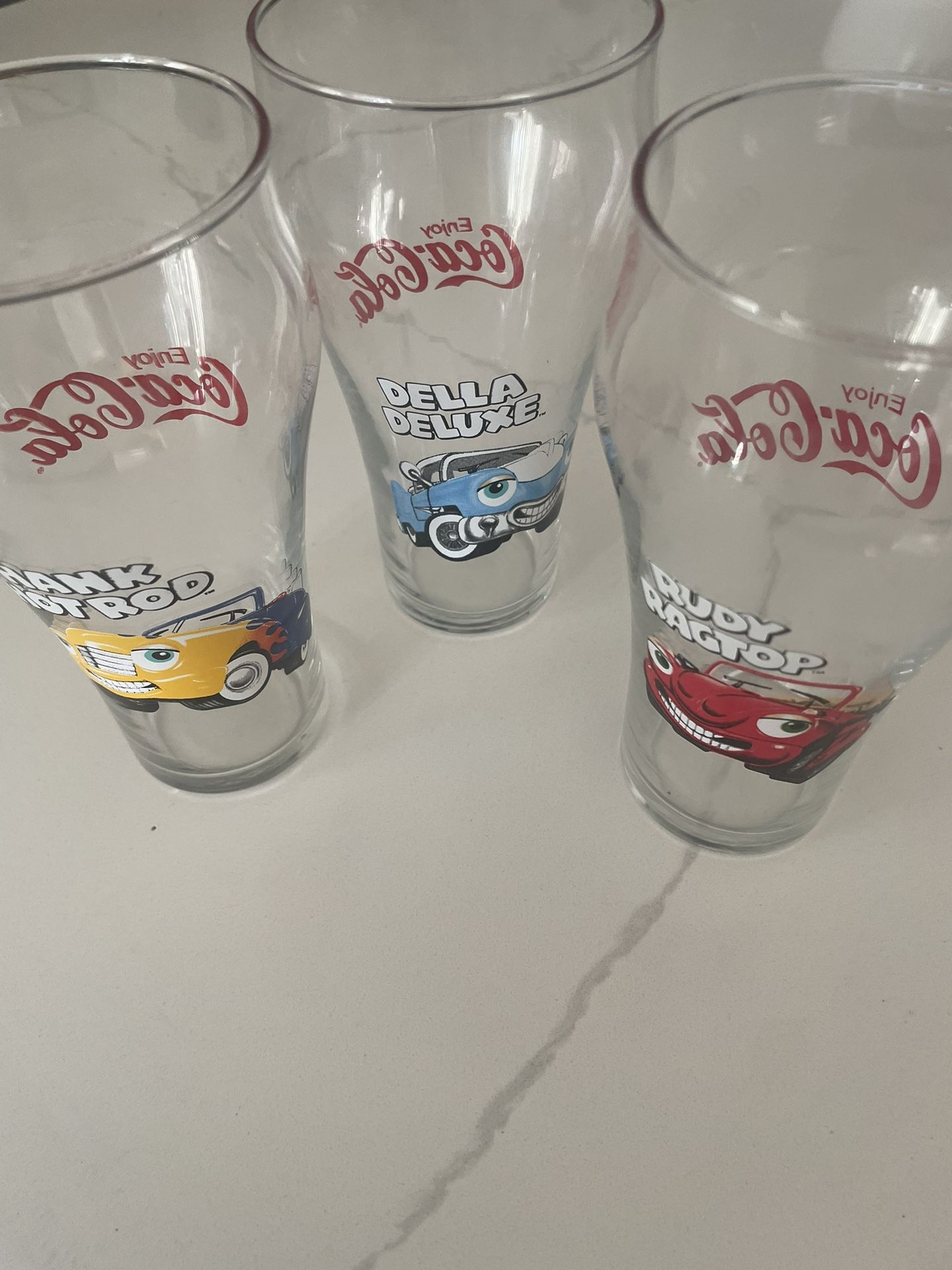 Collectible Glass Bundle Chevron β Coca-Cola Cars Set (3) + A Christmas Story Set (4) β Great Condition