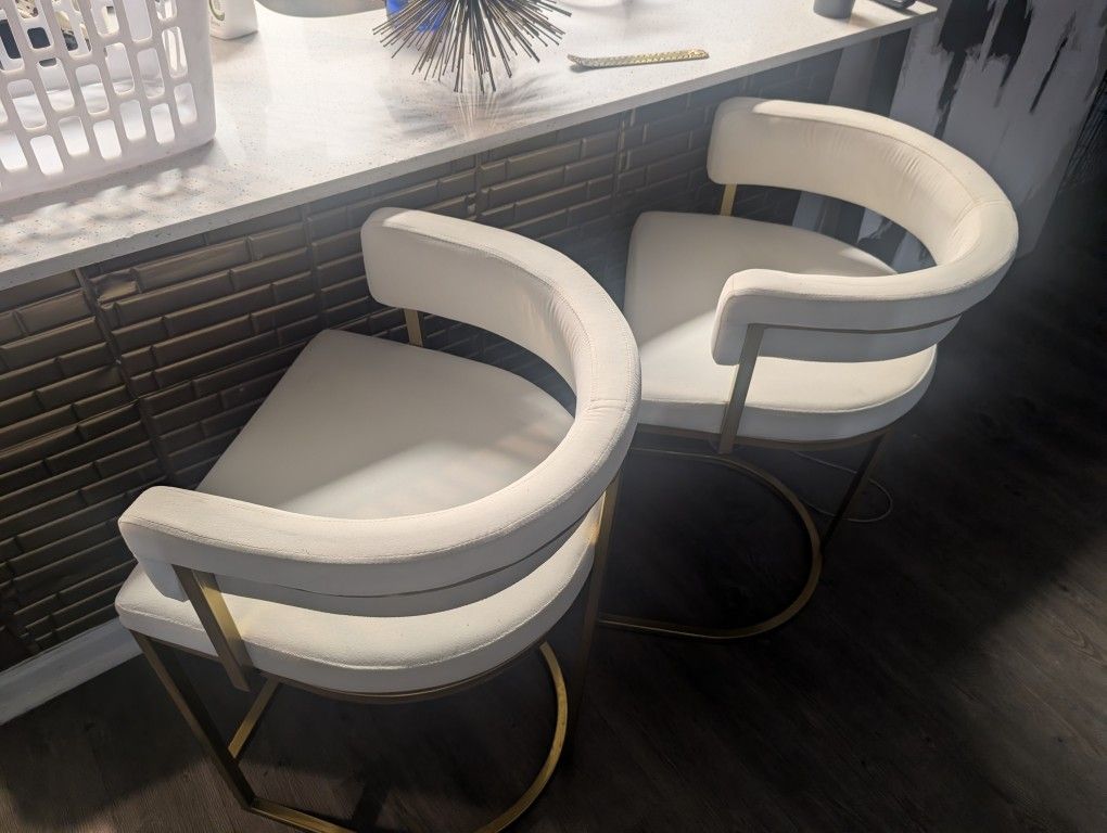 Cream And Gold Bar Stools For Sale