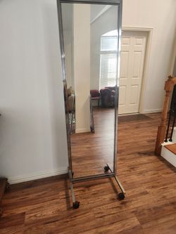 Full-Length Floor Mirror on Wheels