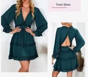 Elegant Green Ruffle Dress