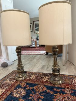 Vintage Two Solid Brass Stiffel Lamps
