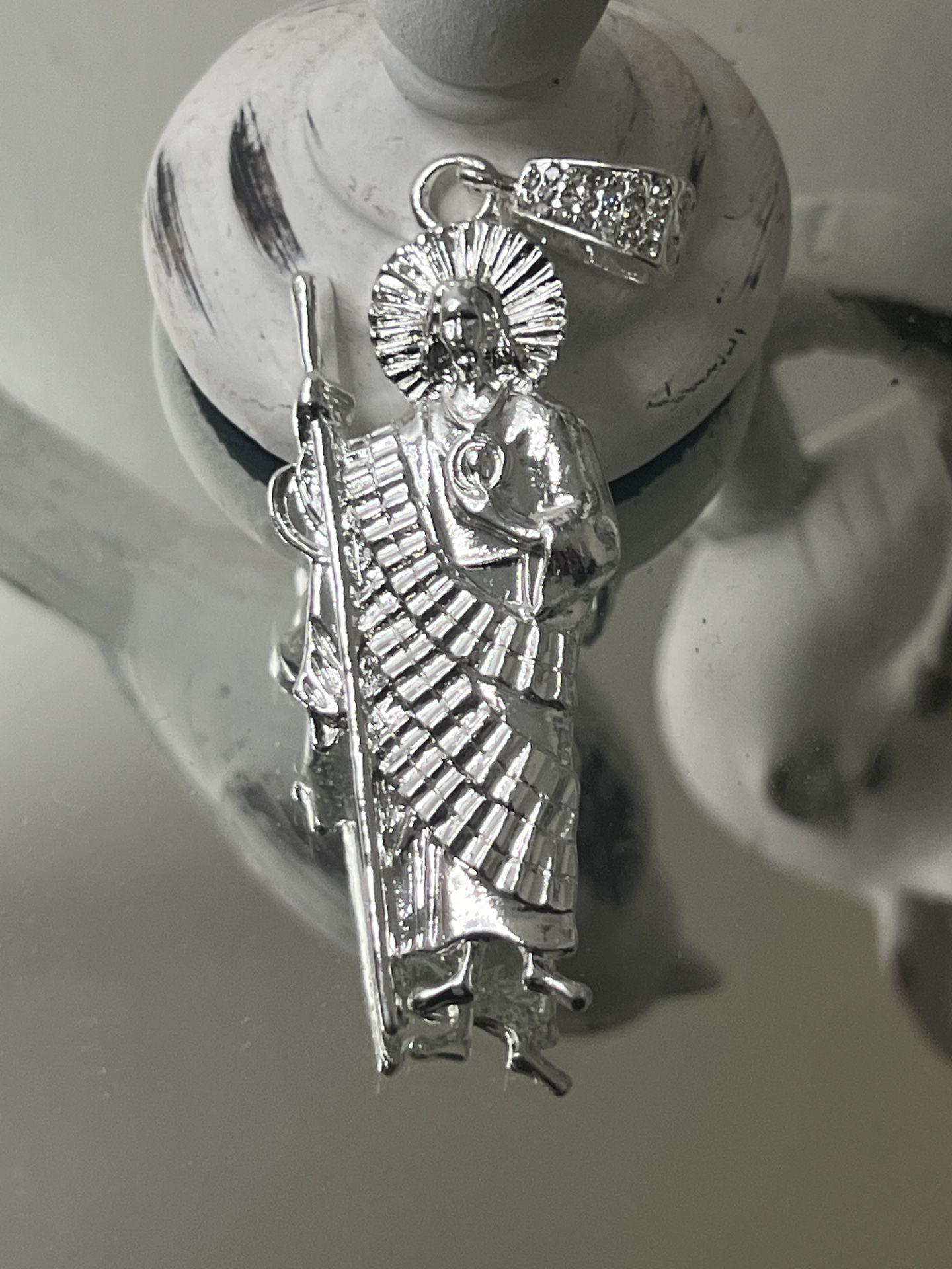 Saint Jude Silver Plated Pendant Size Medium 3”