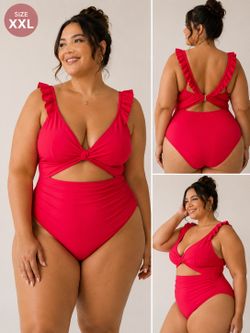 Hot Pink One Piece Swimsuit Plus Size XXL – New