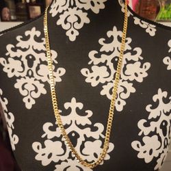 New 14k Over ITALIAN STERLING SILVER Cuban link diamond cut Chain 28IN 