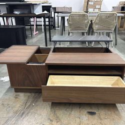 Solid wood Lift Top Extendable Floor Shelf Coffee Table with Storage