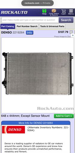2012 Volkswagen Golf Radiator