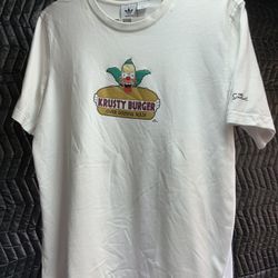 Krusty Burger Mens Adidas The Simpsons Official Graphic T-Shirt White Crew L 