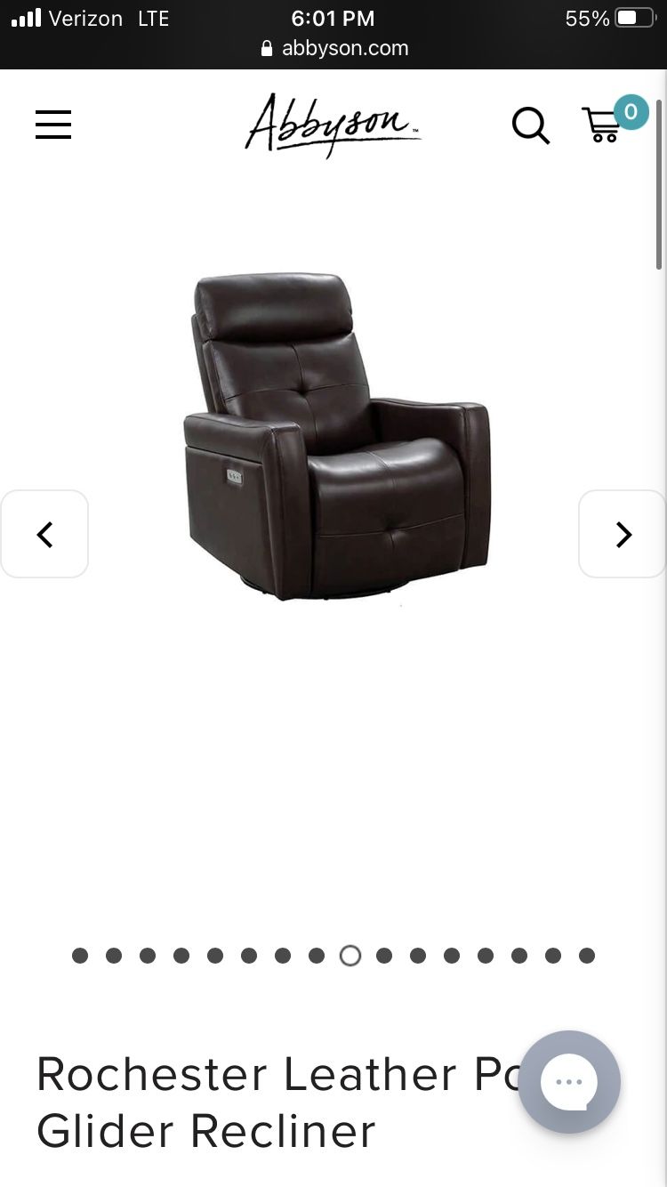 Abbyson rochester leather power clearance swivel glider recliner