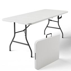6' Blow Mold White Folding Table NEW