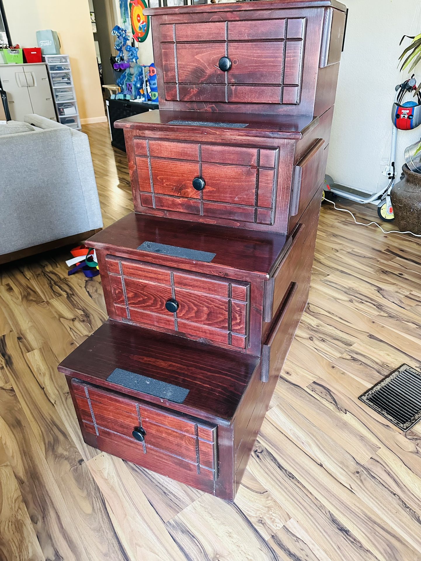 Solid Wood Bunk Bed Stairs with Built-In Drawers – Storage Step Unit
