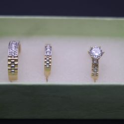 ✨ 3-Piece Diamond Bridal Set in 14KT Yellow Gold