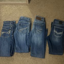 2 Boys Size 16 Buckle BKE Jeans & 2 Cavenders Wranglers 14 Slim