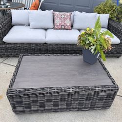 Hawaii Three-Tone Wicker Gray/Off White/Beige Sofa Set in Silver Gray Cushion 