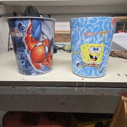 Sponge Bob And Spiderman Garbage Can
