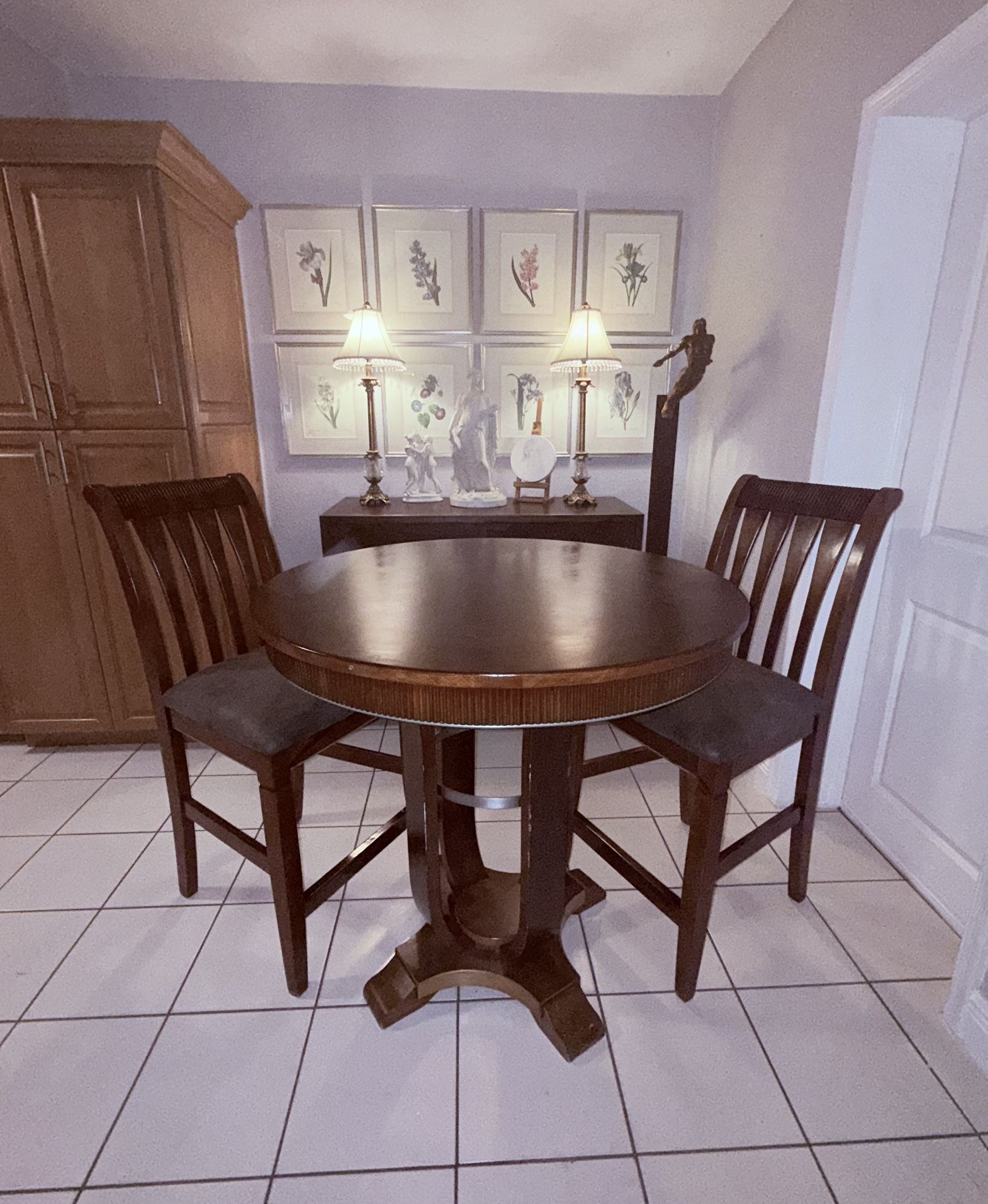 Counter Height Table Dinning Set w/Two High Chairs