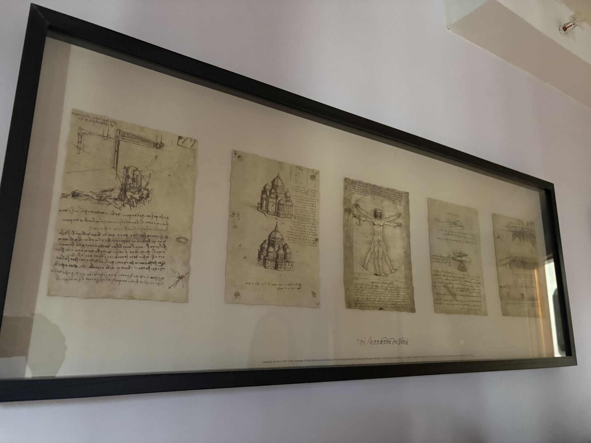 For Sale: Framed Leonardo da Vinci Sketches (Vitruvian Man + More)
