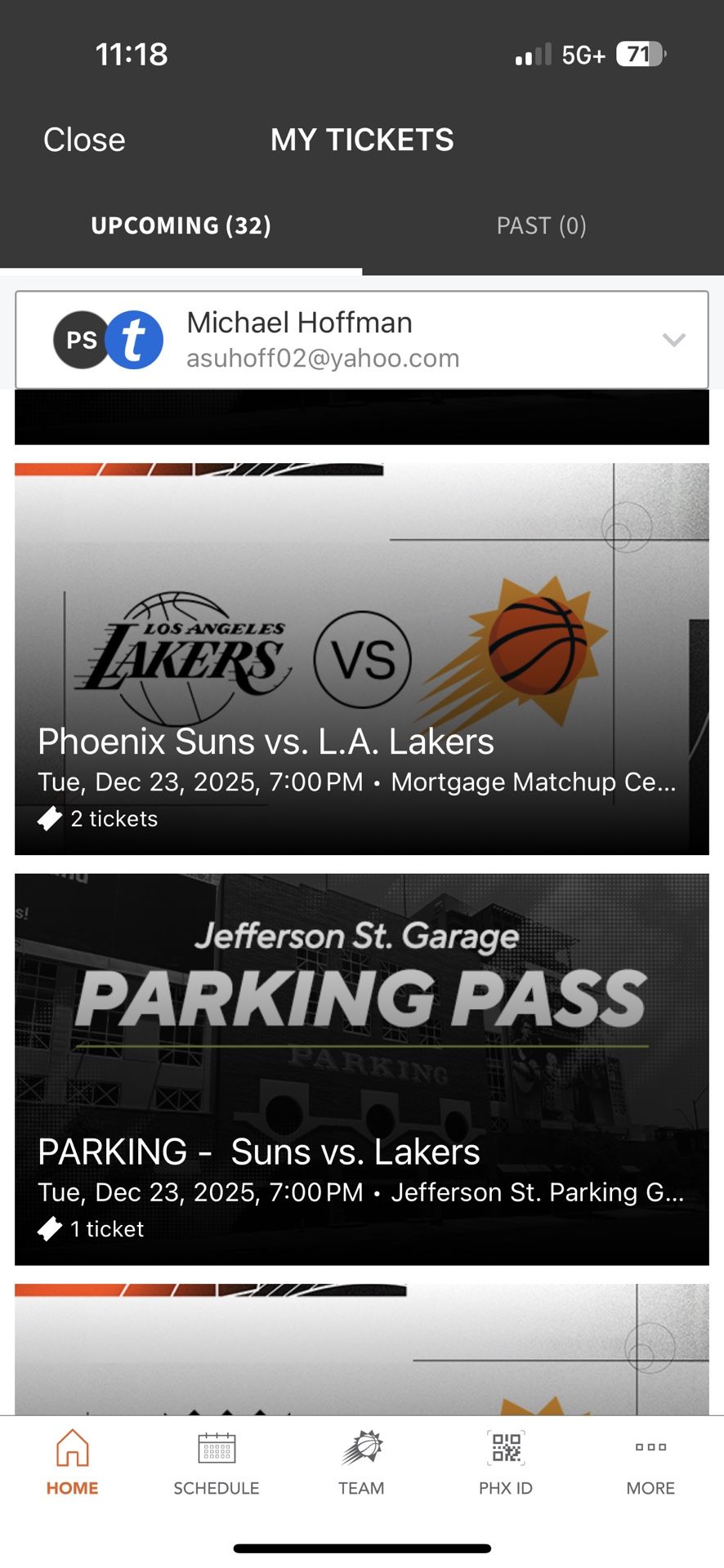 2 LOWER LEVEL AISLE SEATS PLUS GARAGE PARKING FOR LAKERS VS SUNS GAME