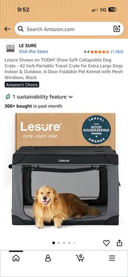 Lesure Shown on TODAY Show Soft Collapsible Dog Crate - 42 Inch Portable Travel Crate for XL