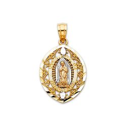 14K Tri-color Gold Our Lady of Guadalupe Pendant | Religious Jewelry by Tehrani Jewelry