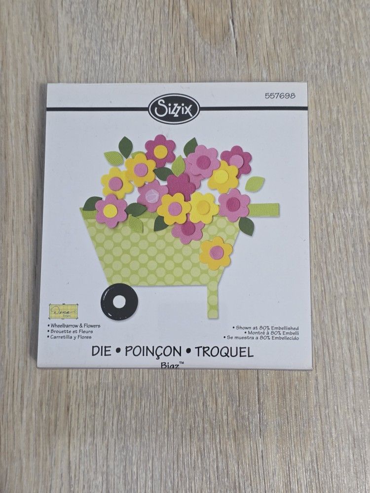 Sizzix Bigz Die Wheelbarrow & Flowers Dies Set 557698 Die-Cutting for Paper Crafts 