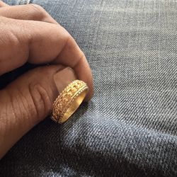 10K GOLD ROUND DIAMOND CUBAN LINK RING 0.45 CT
