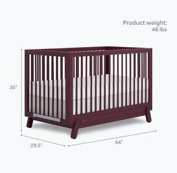 Dream On Me Hygge 5-in-1 Convertible Full-Size Baby Crib in Auburn