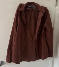 Rust Brown Corduroy Button-Up Shirt