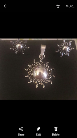 925.Silver Sun pendant & earrings. Fullerton