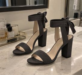 Allegra K Women's Open Toe Ankle Tie Chunky Heel Sandals