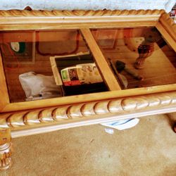 3 PC / Oak Glass  Coffee Table / Two End Tables/Beautiful