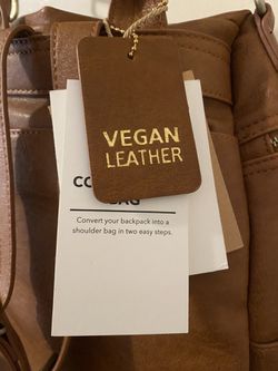 NWT Miztique Tan Crossbody Purse Vegan leather Deep bag with pockets