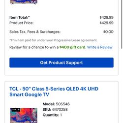 Two 50 Inch QLED TVs With Bags And Stand Mounts