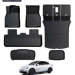 Floor Mats for 2026 2025 Tesla Model Y Juniper Standard, Full Coverage All Weather Floor Mat Cargo Liner Trunk Mat Frunk Backrest Mats Accessories (St