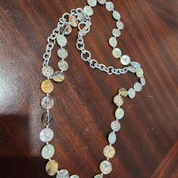 Sigrid Olsen Designer Statement Necklace – Mother of Pearl & Silver Links