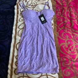 Lavender Sequin Mini Dress