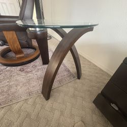 Glass And Wood Side Table