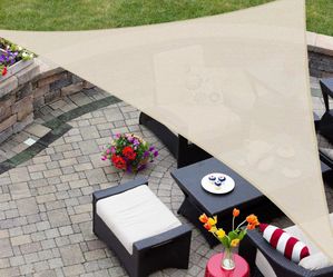 Sun Shade Sail Triangle 16’x16’x22.64’ UV Block Canopy For Patio, Backyard, Garden, Outdoor Activities in Cream