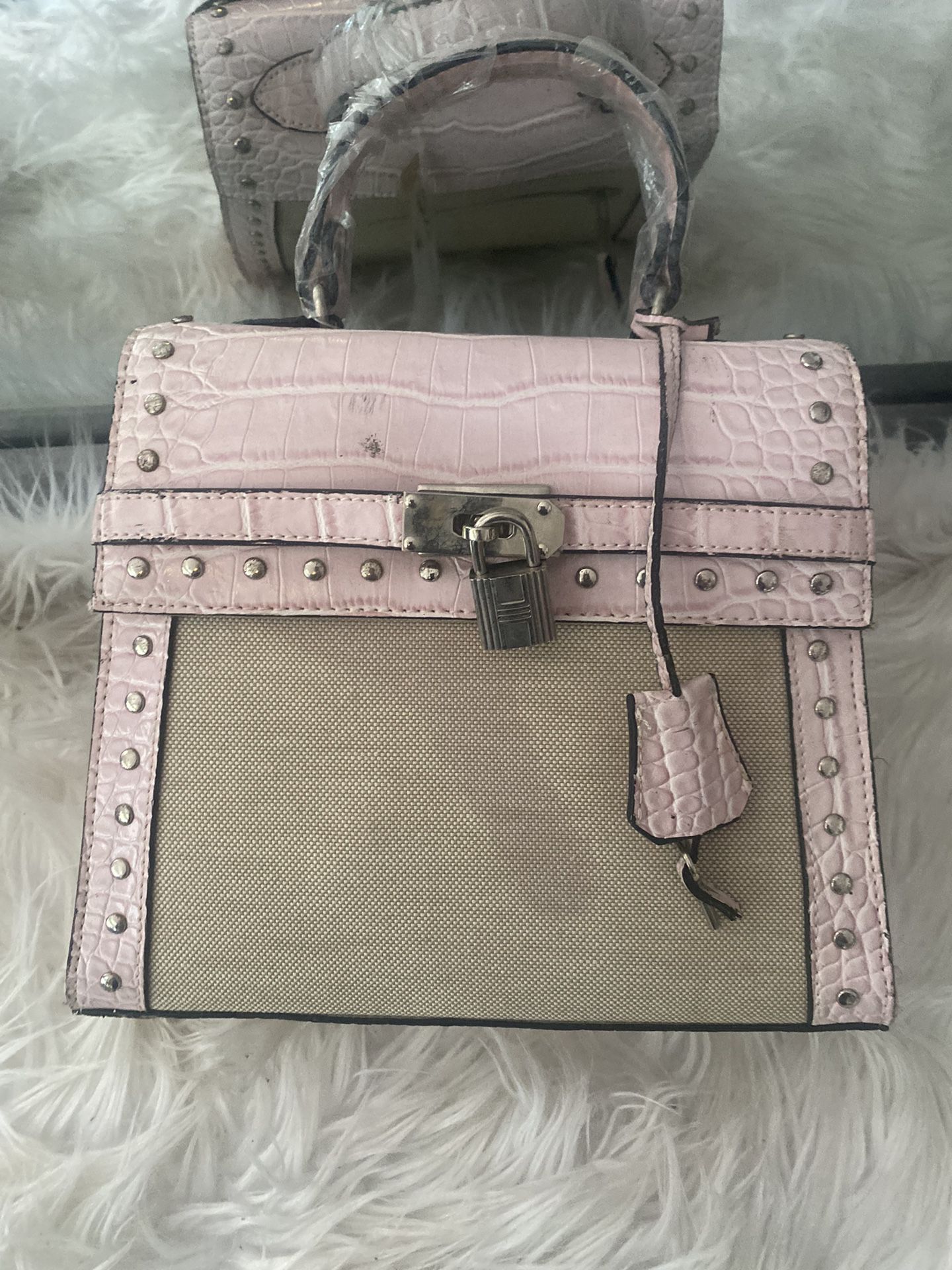 Serendipity M.D.G. Pink Crocodile Pattern Two Design Cross body Handbag With Shoulder Straps 