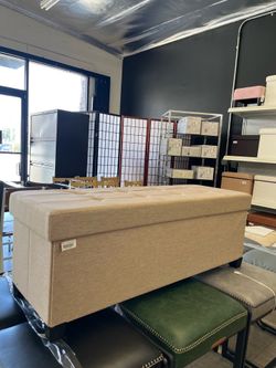 43" Storage Ottoman Bench Foldable Foot Rest with Legs - Camel Brown