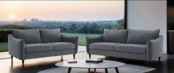 Brand New Grey Chenille Sofa & Loveseat