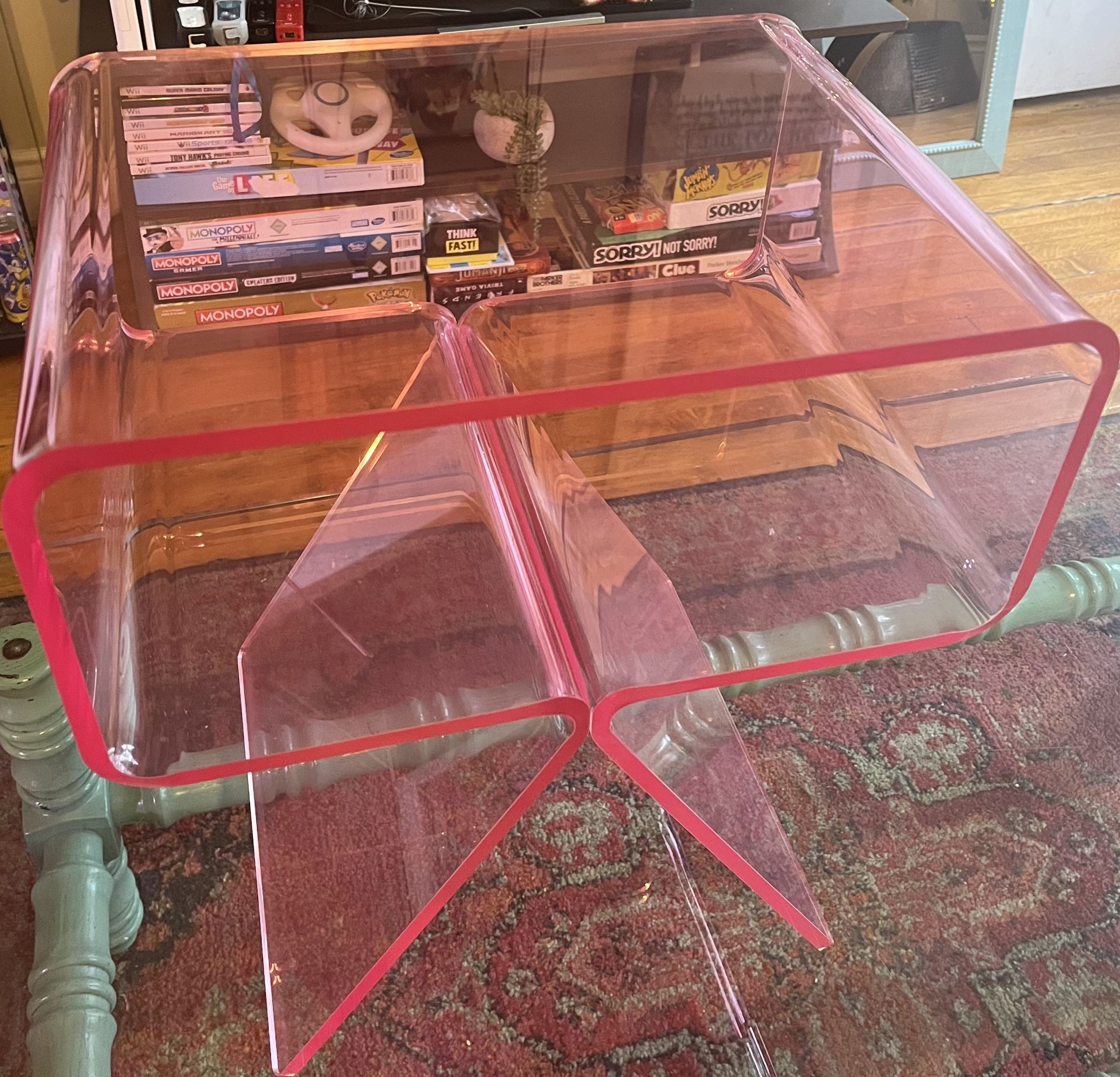 Acrylic Nightstand Side Table , Pink End Table 