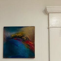 Original Fine Art 1996 Vintage Abstract Modern Signed Studio Painting 12” Canvas Mixed Media Gallery Expressionism Hillcrest / University Heights