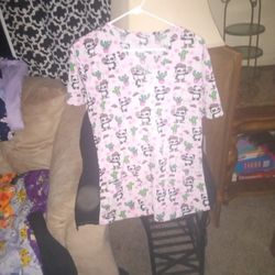 Pink Panda Scrub Top