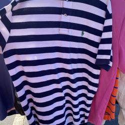 Blue And White Stripped Polo Shirt