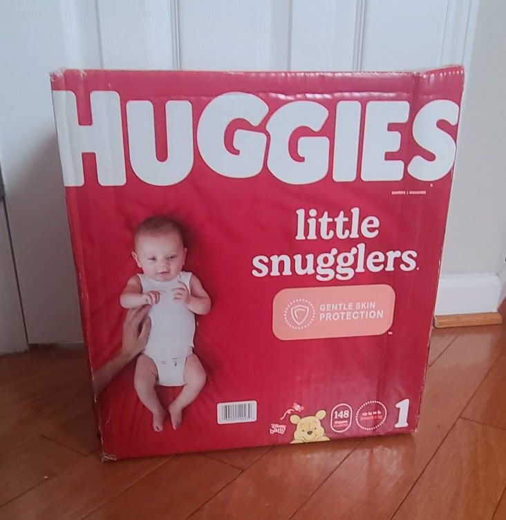 Huggies Little Snugglers Gentle Skin Protection Baby Diapers, Size 1(148 Count)