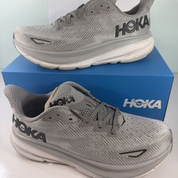 Hoka One One Clifton 9 Shoes Men's Gray Running Sneakers 1127895 HMBC - size 9.5