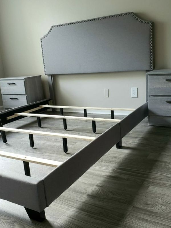 NEW IN BOX QUEEN UPHOLSTERED BED FRAME 😊 MATTRESS SOLD SEPARATELY