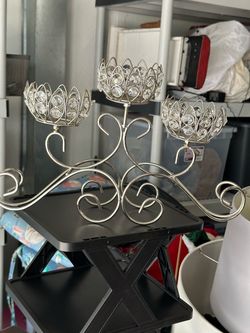 Crystal Beaded 3-Arm Candelabra 16x4 h 10.5